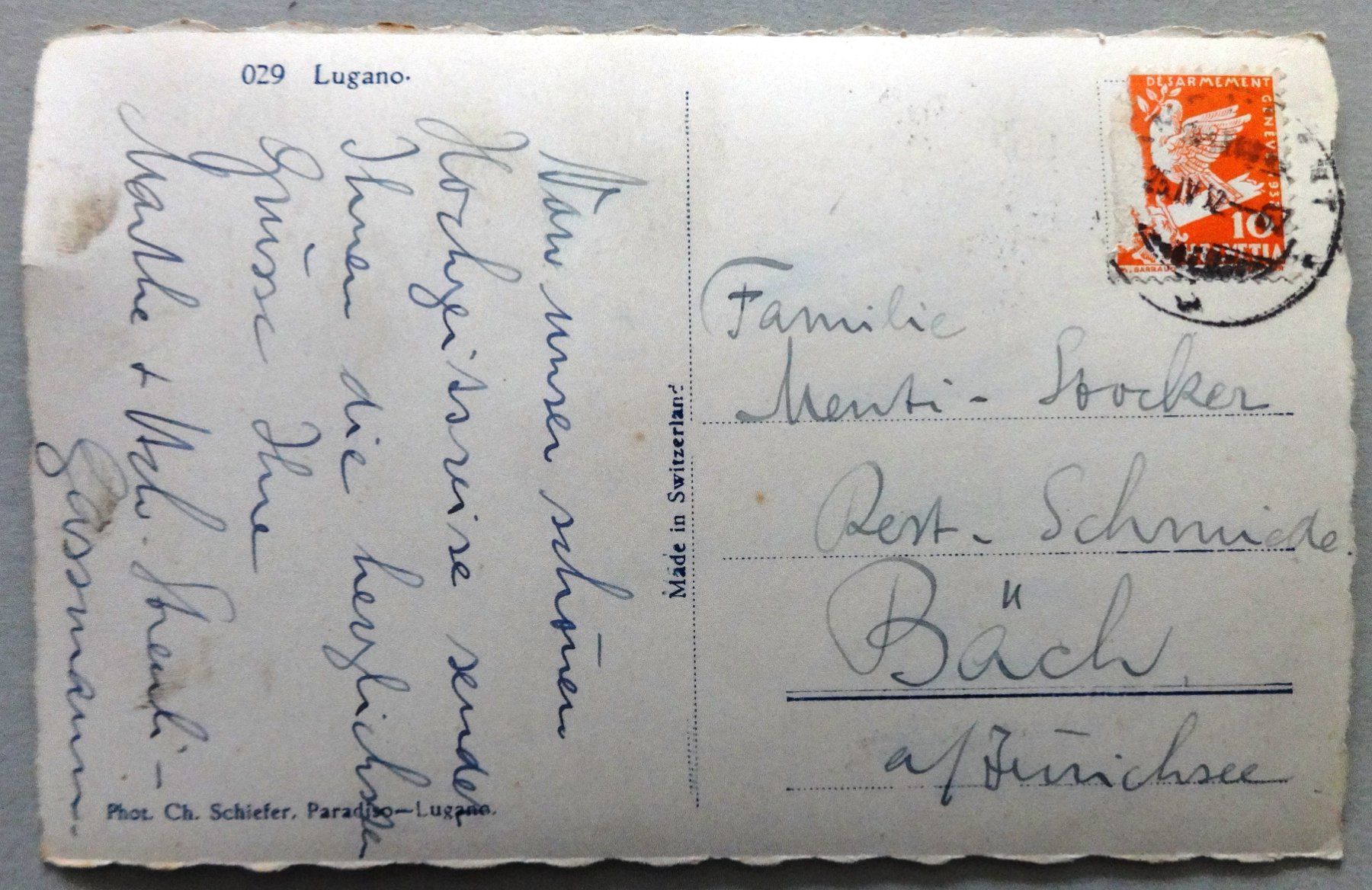 Cartes postales: Lugano – Défectueux à Fétigny par Billy2miny 1