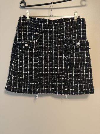 Mango Damenrock Tweed Schwarz Weiss Grösse S