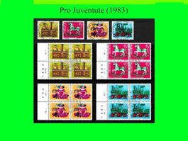 Pro Juventute "Vollstempel-Serie mit Viererblöcken"  (1983)