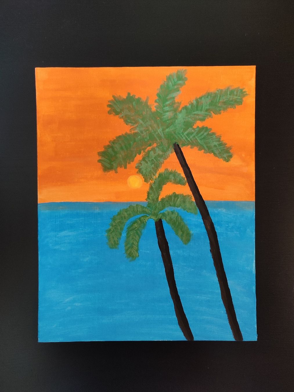 Original Tropical Palm Tree Seascape Painting on Canvas Art (Neu ...