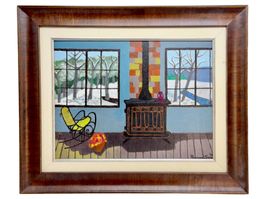 Ramon Serra – Intérieur au poêle, paysage enneigé, vers 2003