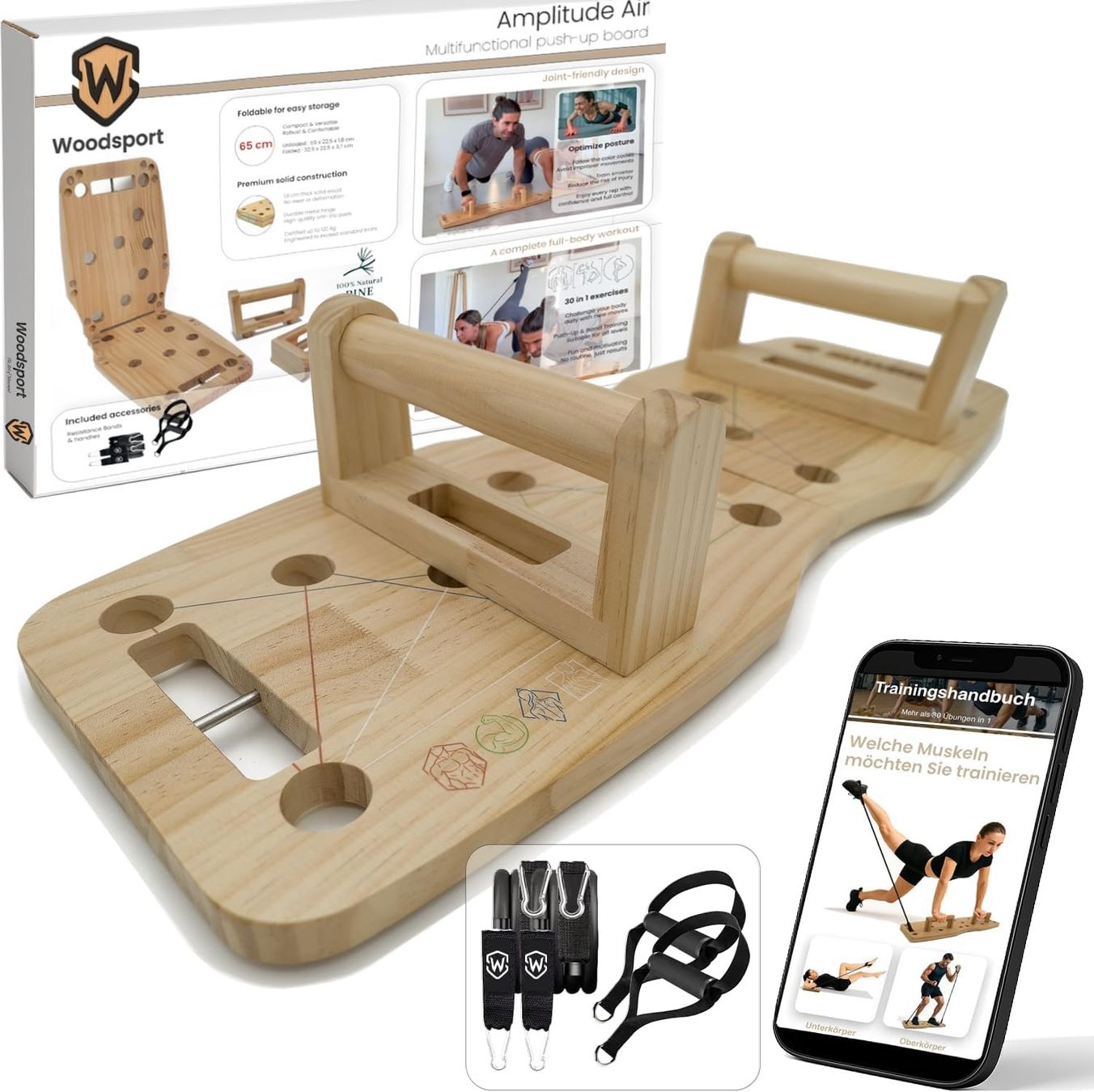 Hometrainer: Liegestützbrett Holz klappbar Push Up Board – Nuovo e nell'imballaggio originale da Suhr venduto da SchnapperCH