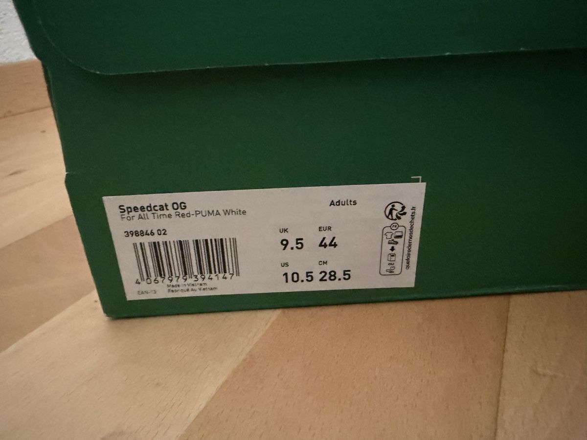 Puma Scarpe da uomo: Puma Speedcat Og (Red/ White) Eu 44 – Nuovo e nell'imballaggio originale da Belp venduto da B7L0 5