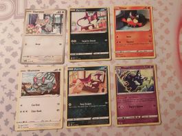 6 englische Pokemon Karten Purrloin Litten Glameow Katzen