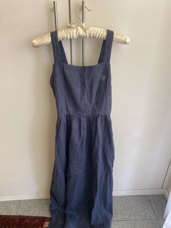 Navyboot Leinenkleid Bodenlang