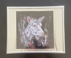 Kunstdruck "Geiss" gerahmt verglast Tier Portrait Tierkopf