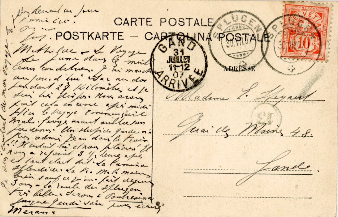 Cartoline postali: Splügen  GR        um 1907 – Usato da Brig venduto da Valcards54 1