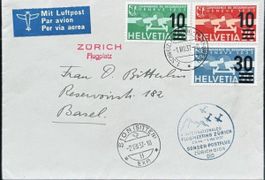 Flugpost Schweiz 1937 Sonderflug Zürich-Sion