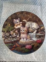 Zierteller "Am Seerösenteich" Katze Kahla Porzellan 1995