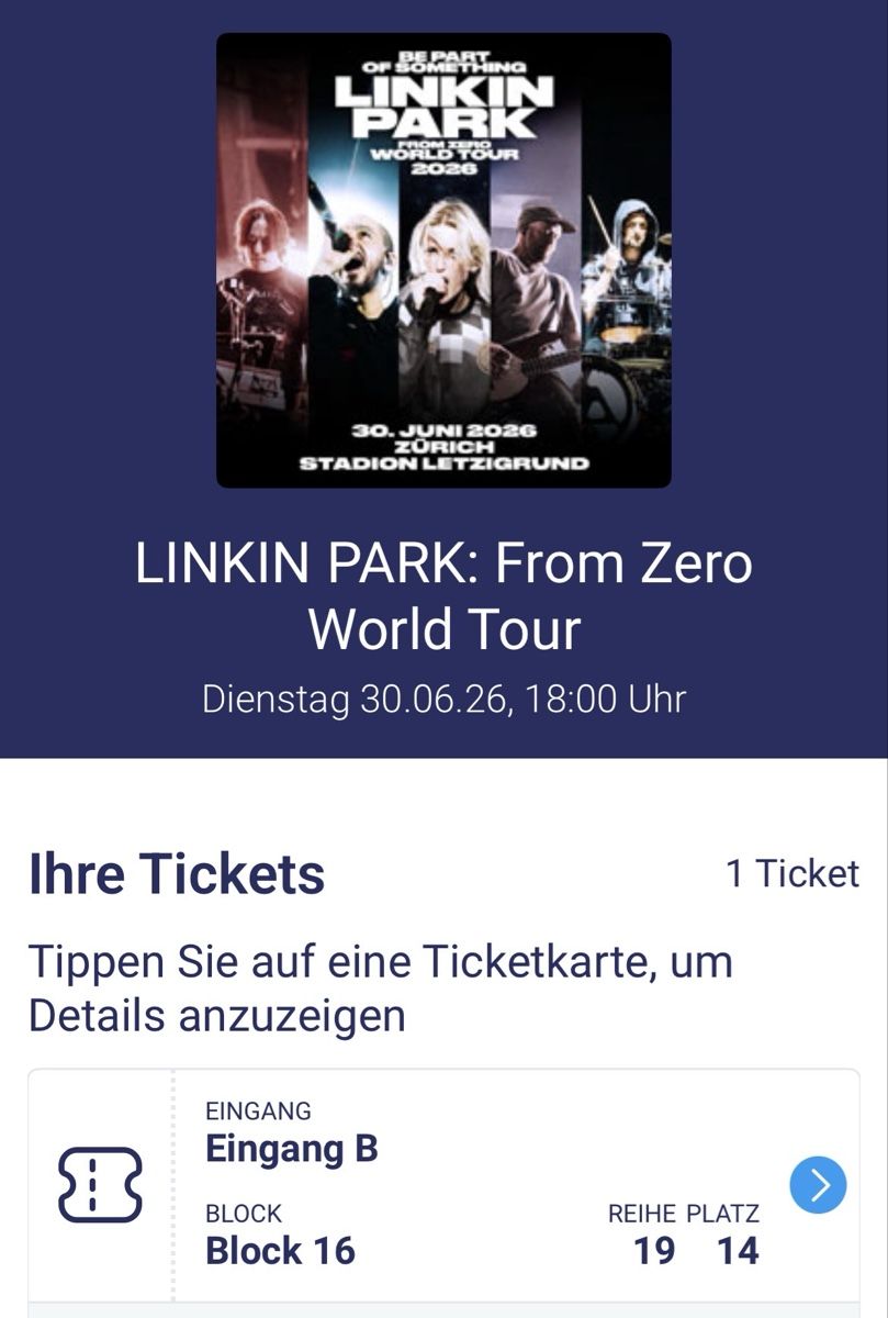 Biglietti: LINKIN PARK Ticket – Nuovo (secondo la descrizione) da Altdorf UR venduto da Patbritt