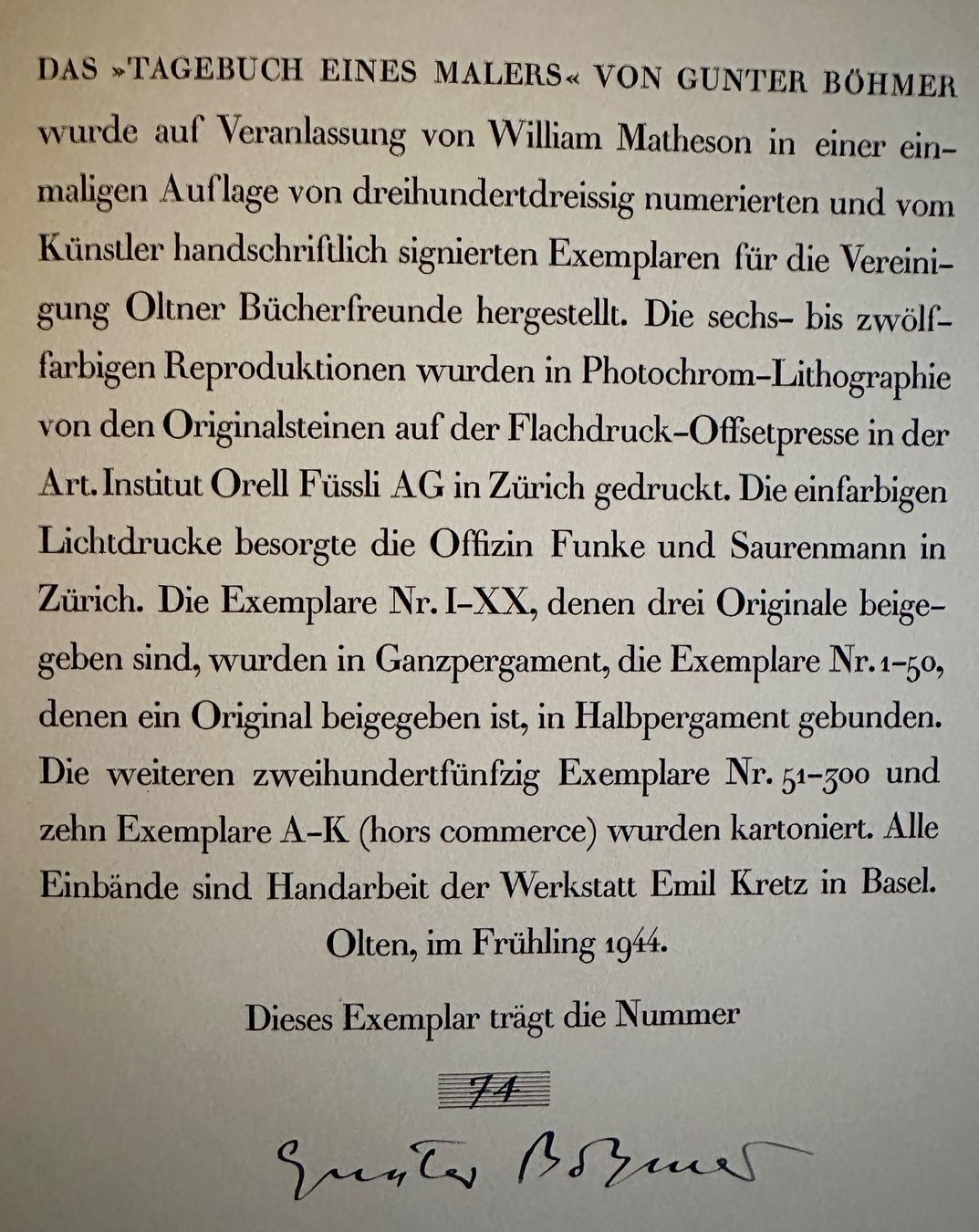 Bücher: Gunter Böhmer: Tagebuch eines Malers. 1944 – Gebraucht aus Zürich von allp 9