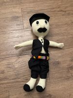 Handgefertigte Stoffpuppe mit Schnurrbart sehr guter Zustand