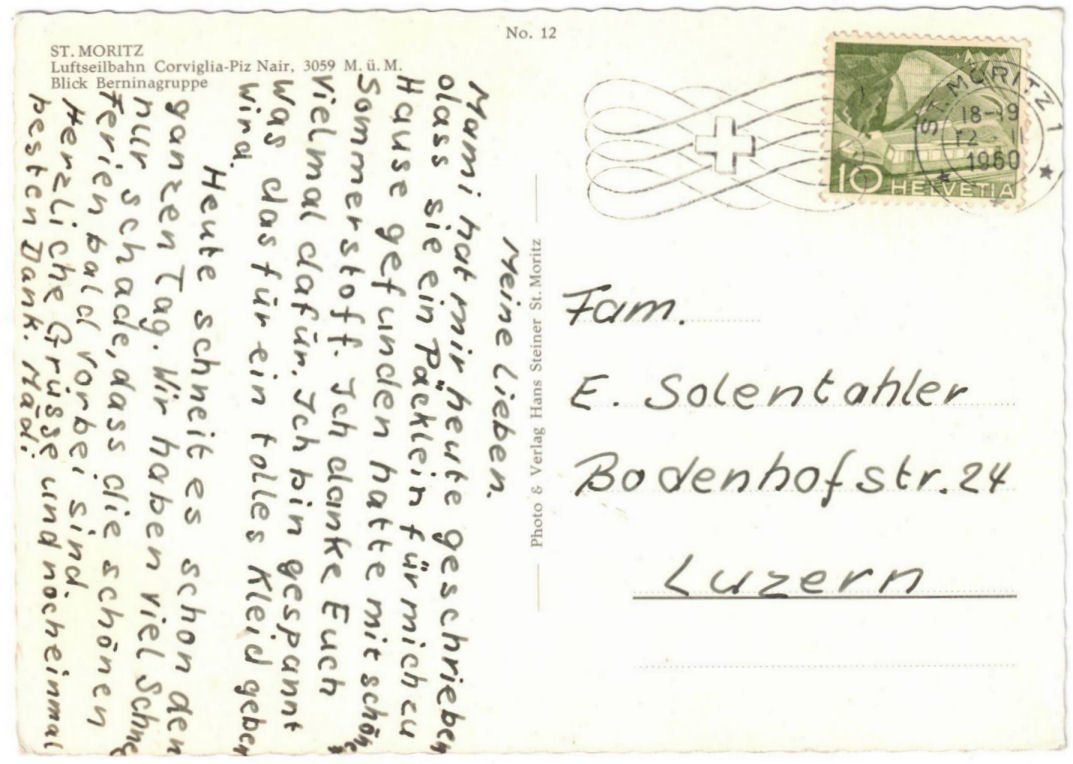 Cartoline postali: St. Moritz - Luftseilbahn Corviglia--Piz Nair – Usato da Binningen venduto da Mountainrider 1