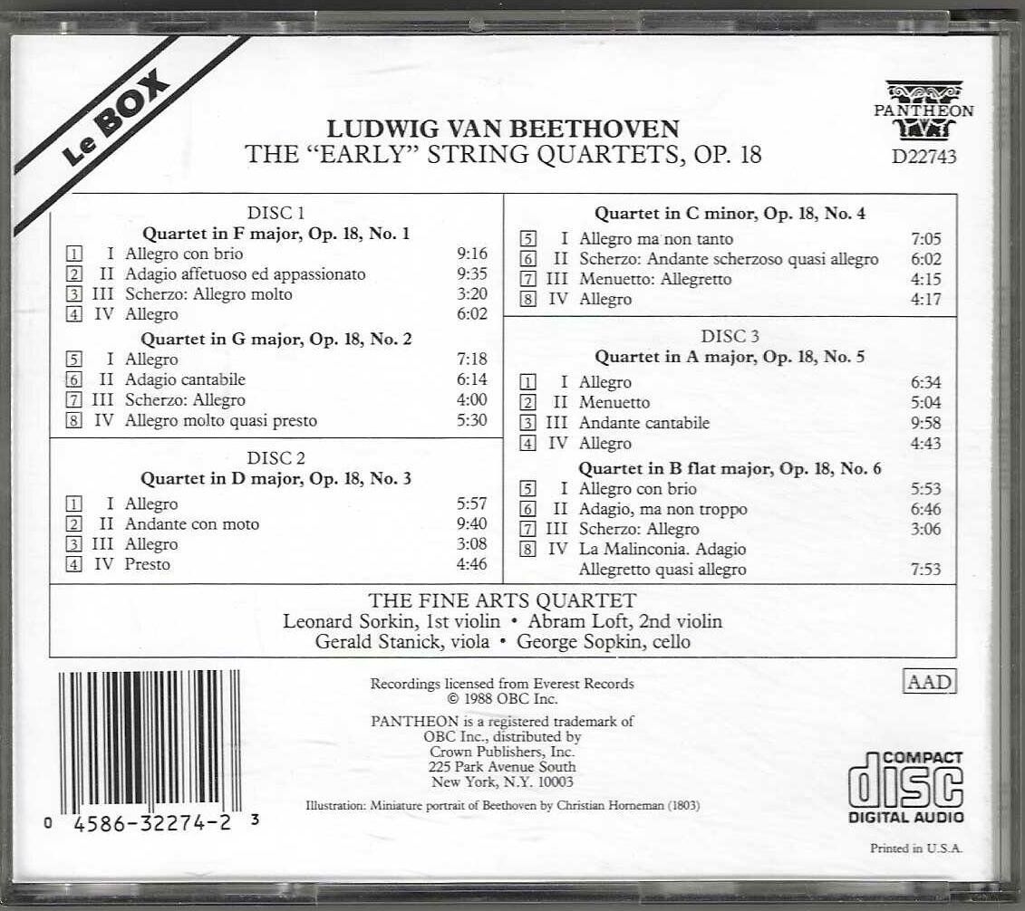 CD: Beethoven - The Six String Quartets Op. 18 - 3 X CD – Usato da Genève venduto da CDLPBookS 1