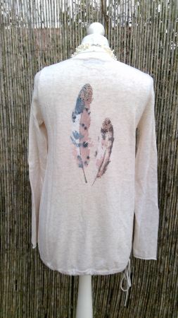 Pullover motifs plumes & strass MISS DAISY, taille L, NEUF