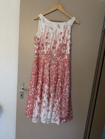 Sommerkleid Spitzenkleid Weiss/Pink Gr. 40
