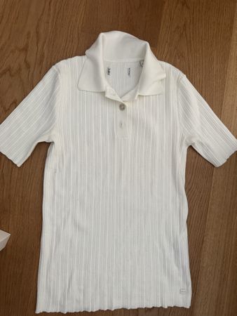 Damen Poloshirt Marc O'Polo gerippt weiss
