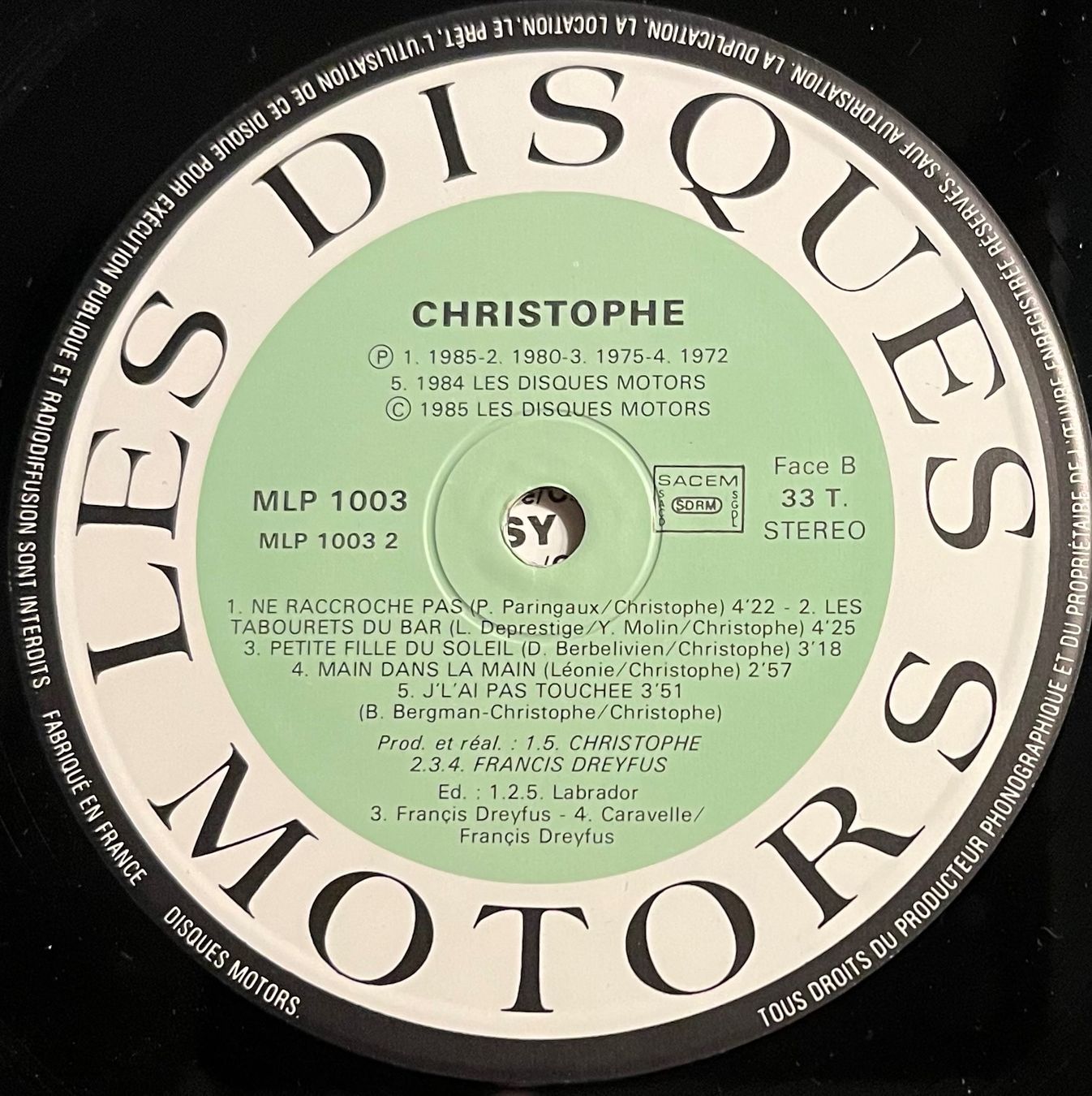 Vinyles: CHRISTOPHE - MES CHANSONS, MES PASSIONS - 33 Tours – D'occasion à Bussigny par vinyl-pas-cher 3