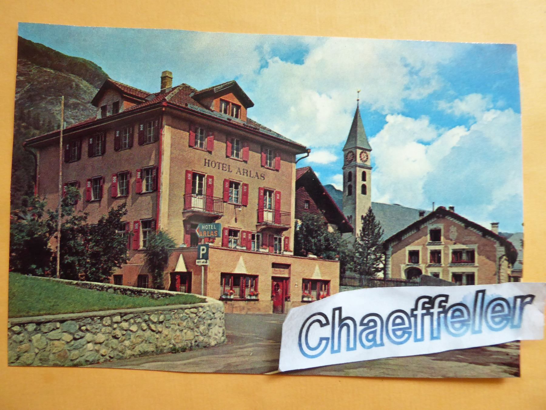 Cartoline postali: Hotel Arles, Silvaplana – Difettoso da Zürich venduto da Chaeffeler