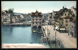 Zürich, Rathausquai aus der Vogelschau