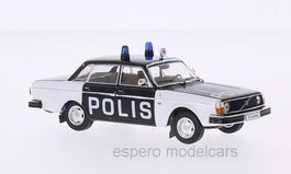 Volvo 244 DL Phase I 1974-1977 Polis Sweden schwarz / weiss