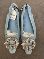 Slingback Zara colore jeans con gioiello 