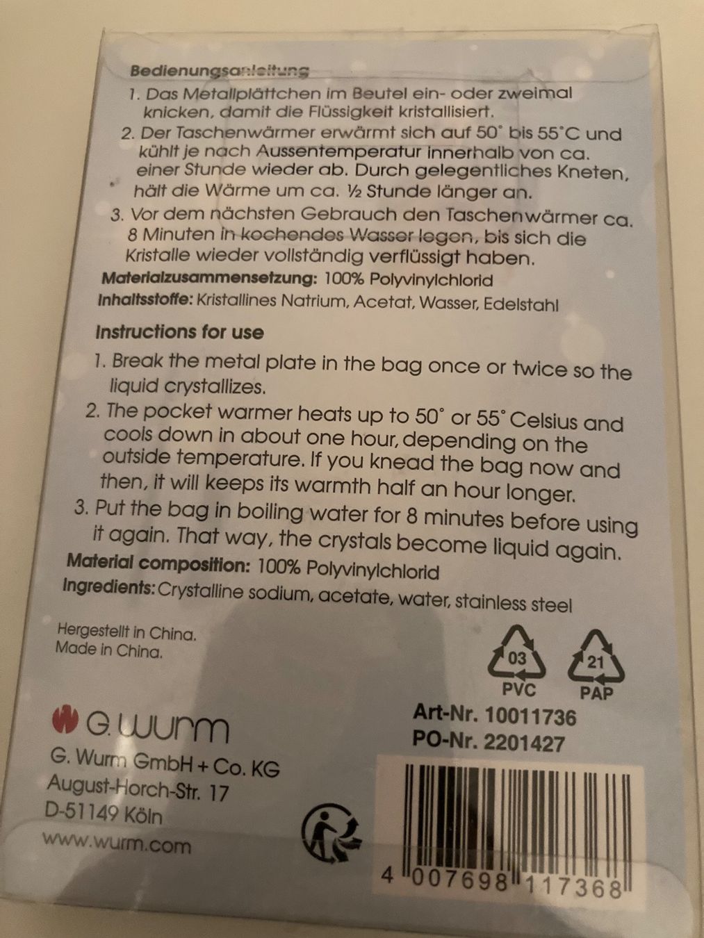 Sonstige Kleidung & Accessoires: Handwärmer Fabrikneu – Neu und originalverpackt aus Bülach von Stellina72 1
