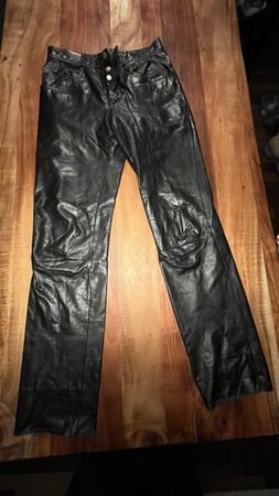 Black Real Leather Pants, Gr. 30