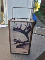 Windlicht Metall Glas Rentier , Neu