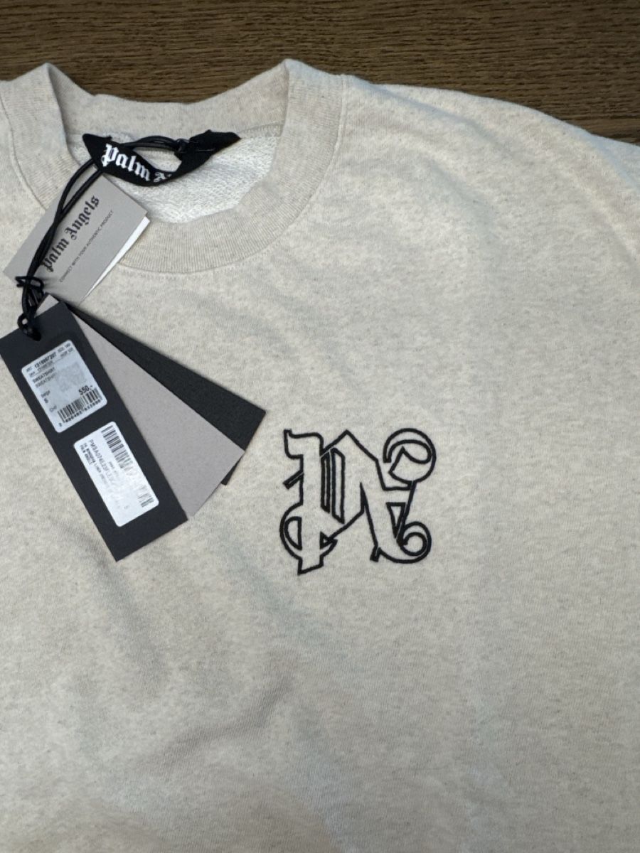 Maglioni & Felpe: Palm Angels N Patch Sweatshirt - Cream - Size Small – Nuovo e nell'imballaggio originale da Bülach venduto da Suters0403 1