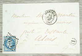 TR105 Enveloppe + Timbre France 1867