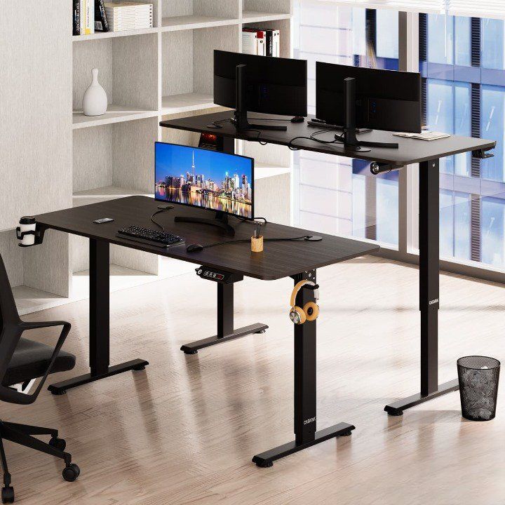Höhenverstellbarer Bürotisch Braun 3