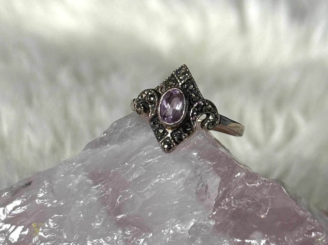 Anelli: Vintage Silberring 925 mit lila Stein – Usato da Istighofen venduto da Ringparadies