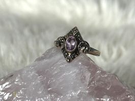 Vintage Silberring 925 mit lila Stein