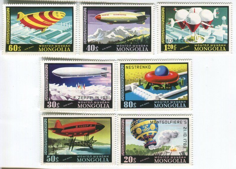 Tutti i francobolli: Briefmarken "Heissluftballon & Zeppeline". Mongolei – Nuovo e nell'imballaggio originale da Basel venduto da Butsch5