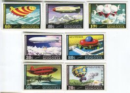 Briefmarken "Heissluftballon & Zeppeline". Mongolei