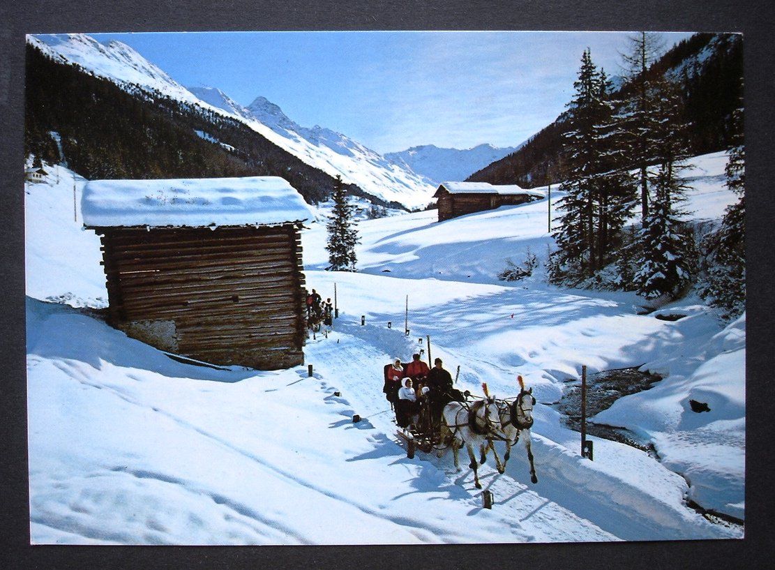 Cartoline postali: DAVOS Pferde-Schlitten im Dischmatal – Usato da Jona venduto da philajona