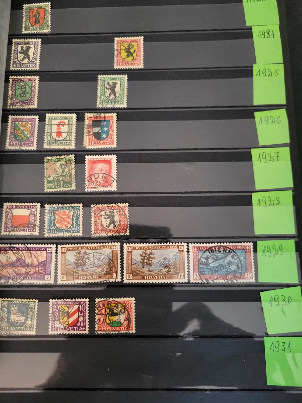 Alle Briefmarken: Sammlung Album Schweiz - Pro Juventute – Gebraucht aus Rümlang von Turrin 1