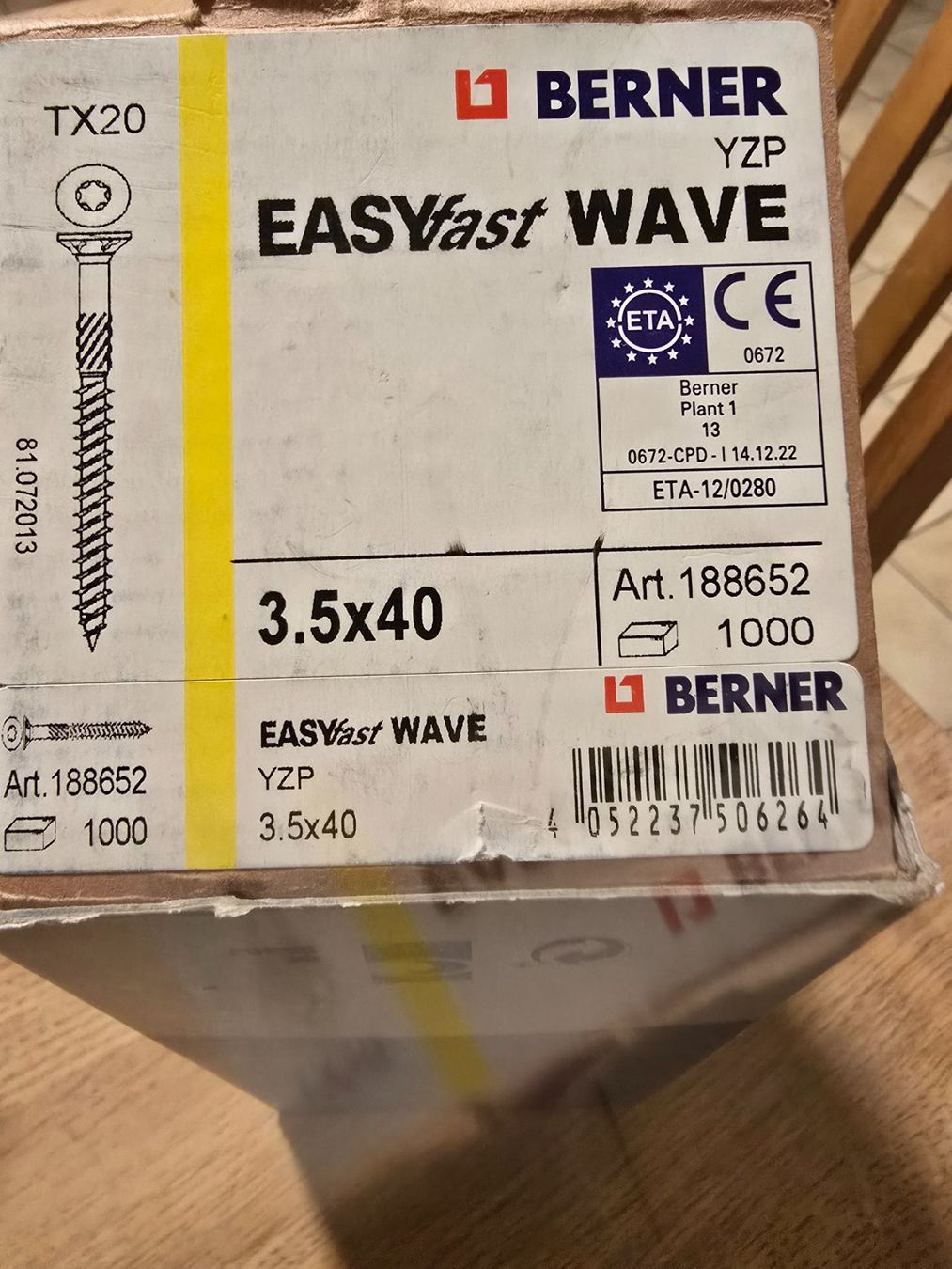 Berner Tutti gli attrezzi: Berner EASYFast Schrauben, 3.5x40, TX20 – Nuovo (secondo la descrizione) da Cazis venduto da Hexe_78