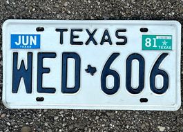 Alte Autonummer Amerika Texas 1981