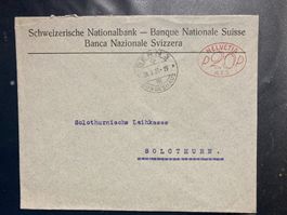 Schweiz 1927 20 Porto-Stempel 473 Brief SNB Sol. Leihkasse