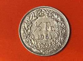 50 Rappen oder 1/2 Fr.1961 B ( Silber ) Auflage 6.9 Mio