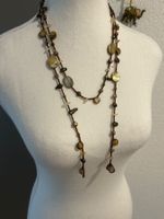 Lange Kette Perlen Muschelsteine warme Erdtöne  Modeschmuck
