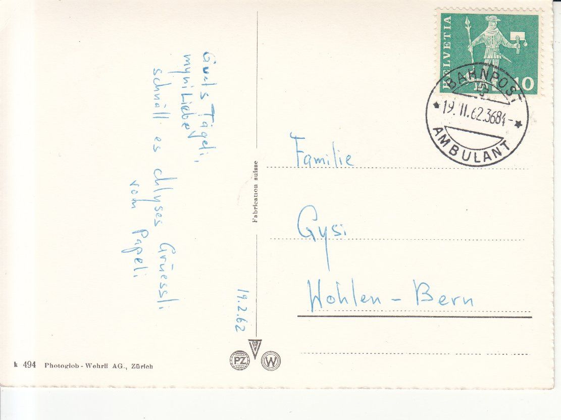 Cartoline postali: Zürich 1962 – Usato da Bürglen TG venduto da StampGraf 1