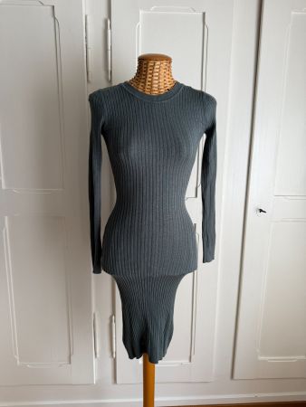 EVEN & ODD - Strickkleid gerippt petrol XS
