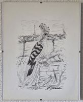 H.Zbinden Zeichnung (Reproduktion), Bild Widehopf