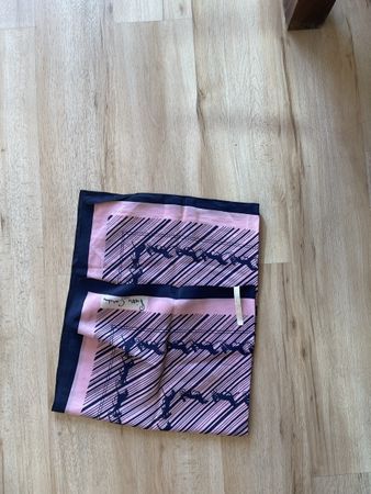 Foulard Pierre Cardin soie rose bleu comme neuf 