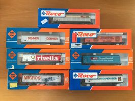 7x Roco Hbils Schiebewandwagen