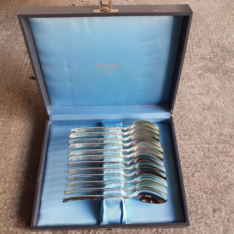Lot De 24 Couverts à Entremets Christofle – 12 Cuillères + 12 Fourchettes – Modèle Filet Argenté