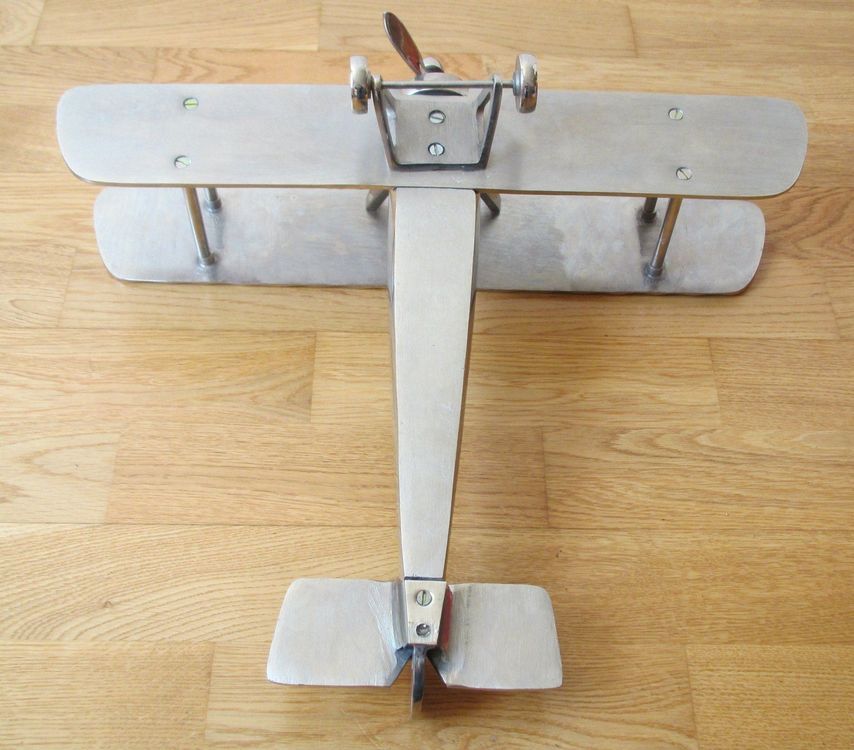 Vintage Doppeldecker Flugzeug Modell - Metall Deko Für Zuhause & Büro | 21cm Handarbeit